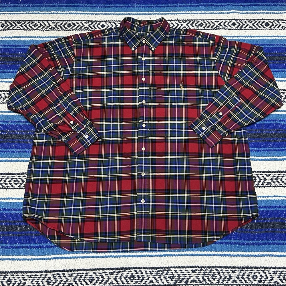 Polo Ralph Lauren Mens 2XB Plaid Button Down Shirt Multicolor Long Sleeve Pony